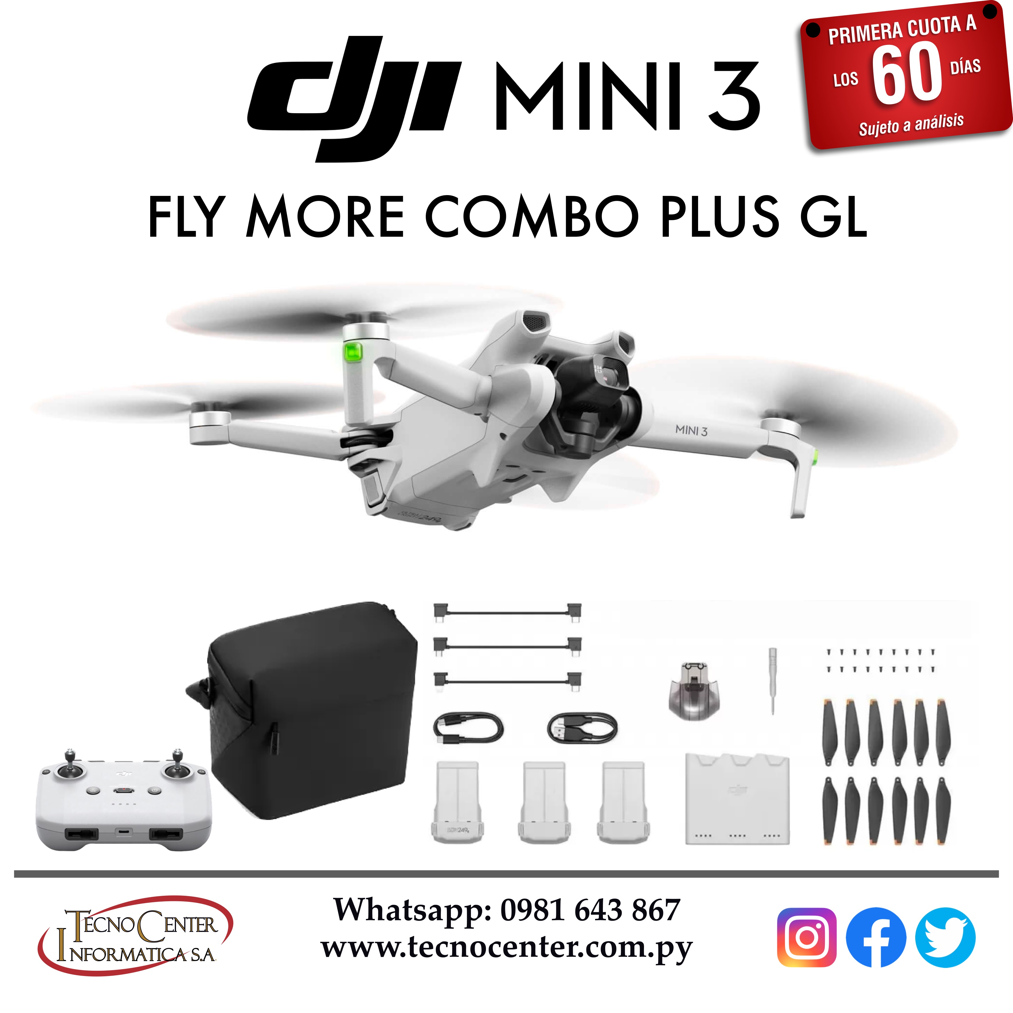 Drone DJI Mini 3 Fly More Combo Plus GL